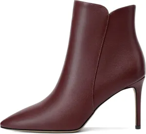 SAMMITOP Women's Stiletto Heel Ankle Booties Stiletto Heel Closed Toe Heeled Booties Lace Up Boots with Sexy Side Zipper Fashion Booties Fall Winter Shoes 3.5''