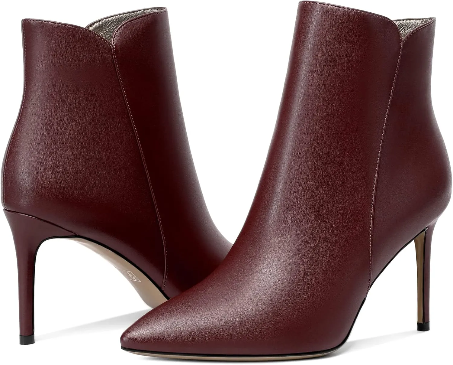 SAMMITOP Women's Stiletto Heel Ankle Booties Stiletto Heel Closed Toe Heeled Booties Lace Up Boots with Sexy Side Zipper Fashion Booties Fall Winter Shoes 3.5''