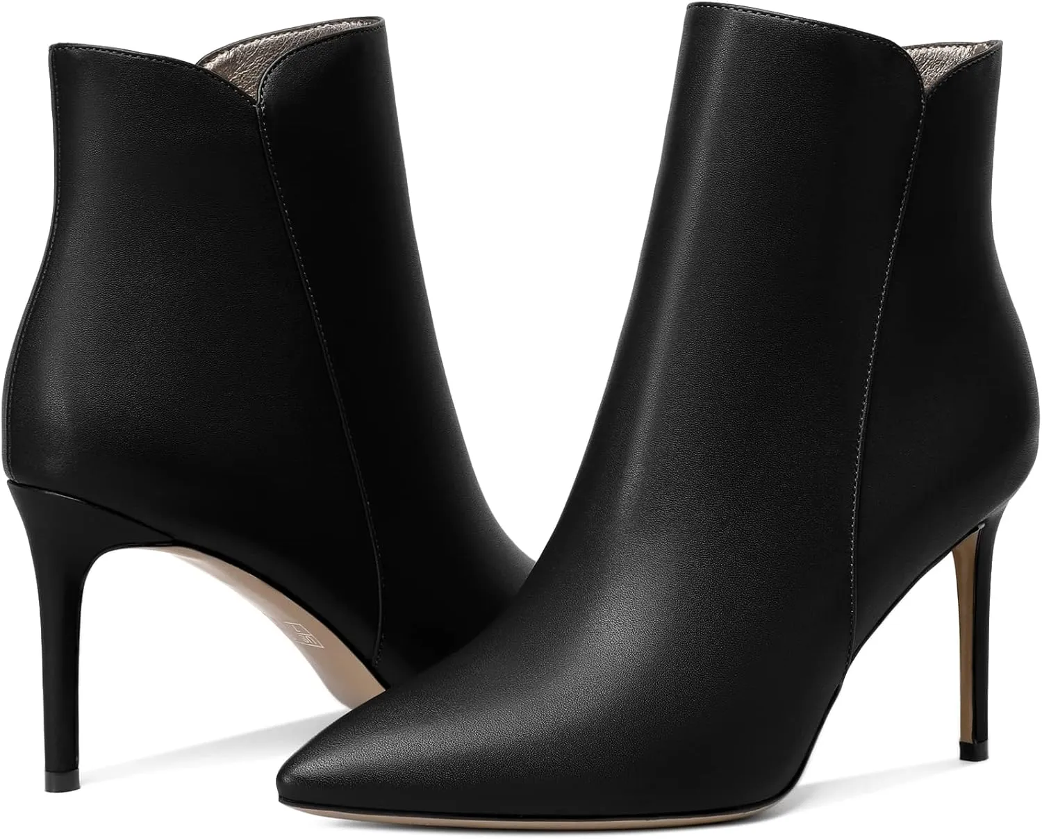 SAMMITOP Women's Stiletto Heel Ankle Booties Stiletto Heel Closed Toe Heeled Booties Lace Up Boots with Sexy Side Zipper Fashion Booties Fall Winter Shoes 3.5''