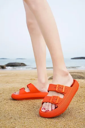 Sandals for Women and Men - Pillow Slippers - Double Buckle Adjustable Slides - EVA Flat Sandals