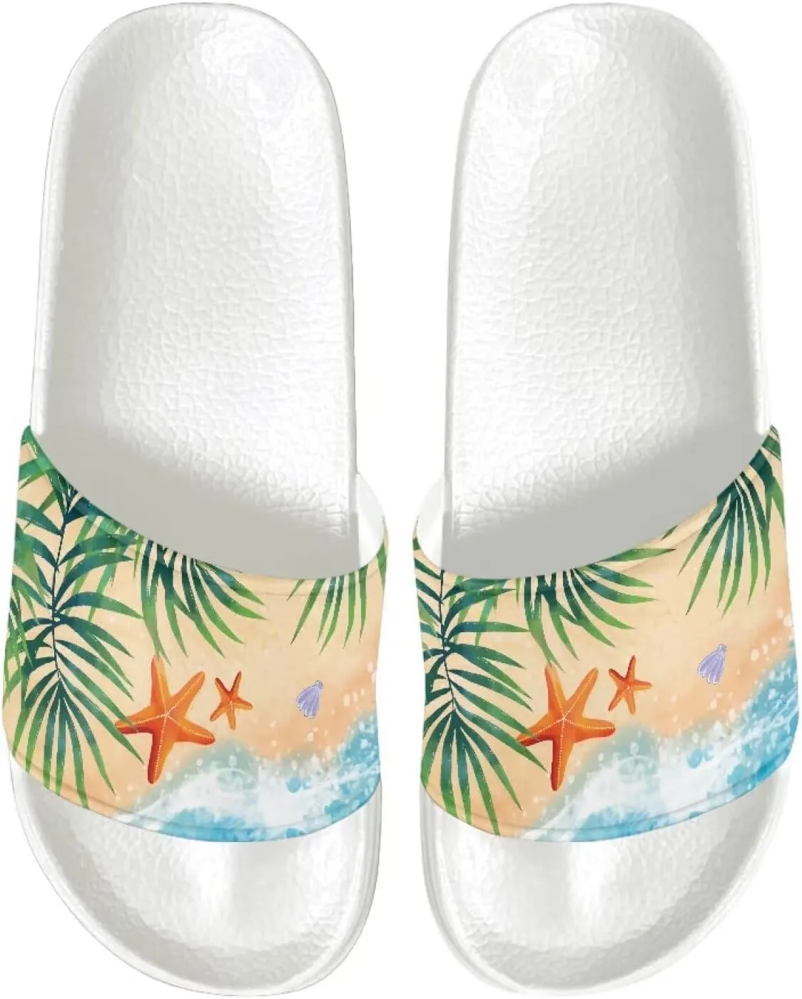 Sandals Slides for Women Non Slip Slippers Lightweight Casual Peep Toe White Sole Summer Shoes Beach Slides