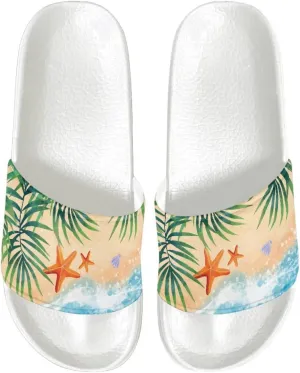 Sandals Slides for Women Non Slip Slippers Lightweight Casual Peep Toe White Sole Summer Shoes Beach Slides