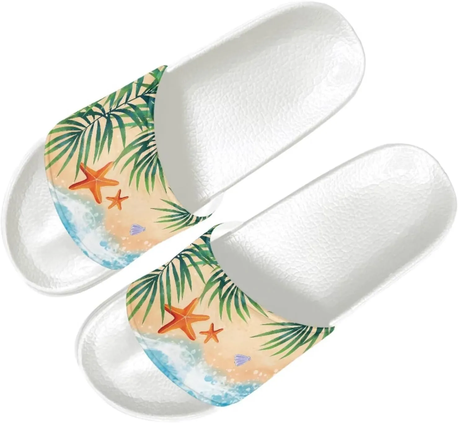 Sandals Slides for Women Non Slip Slippers Lightweight Casual Peep Toe White Sole Summer Shoes Beach Slides