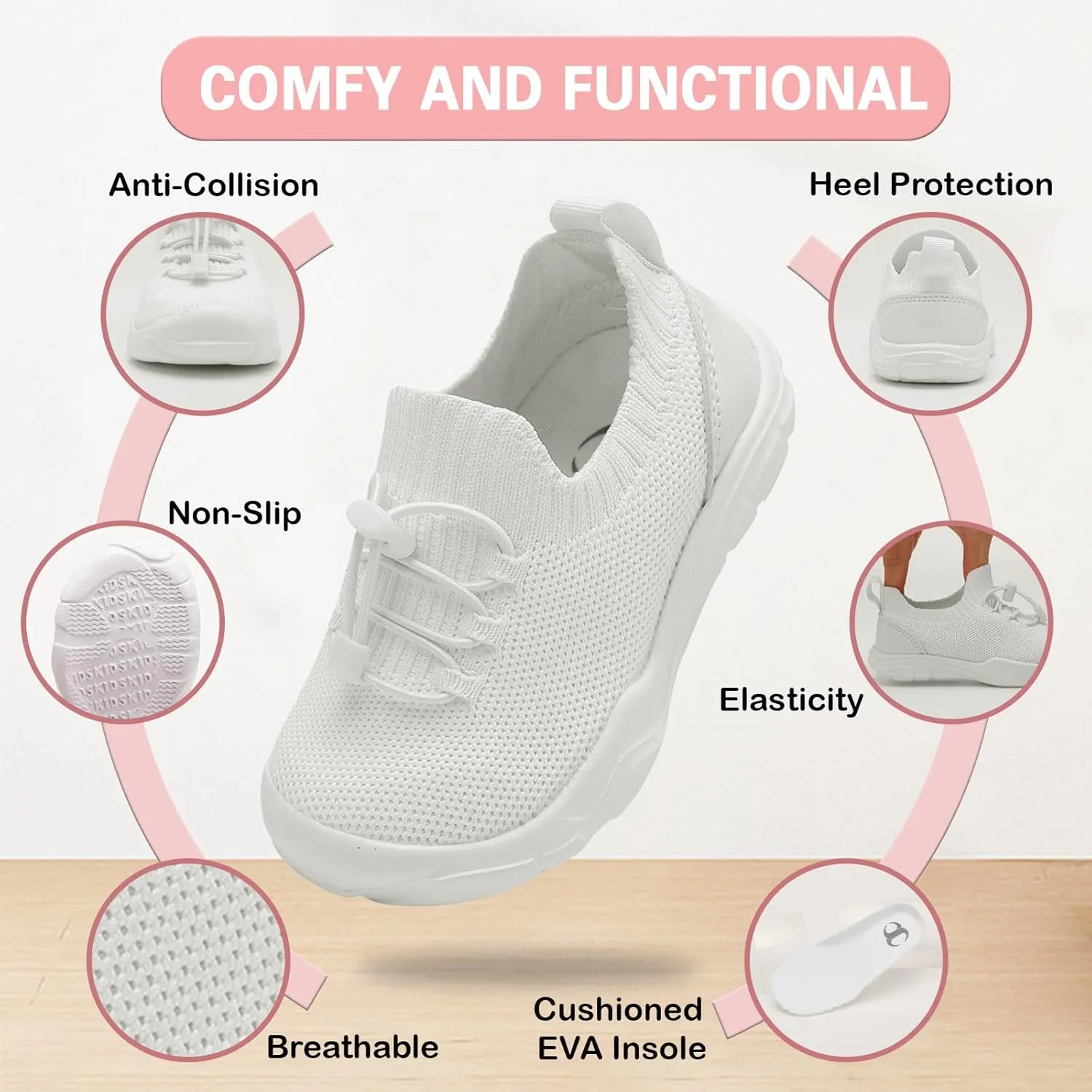 Scurtain Toddler Shoes Boys Girls Tennis Shoes Kids Barefoot Shoes Slip on Sneakers Breathable Walking Running Shoes