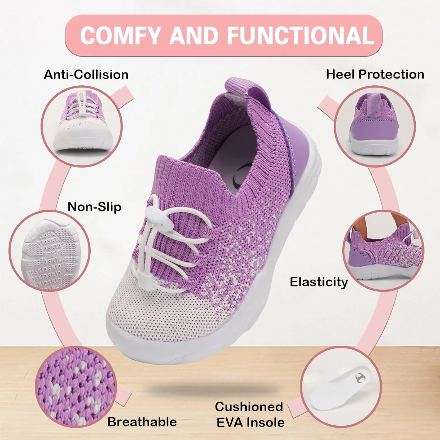 Scurtain Toddler Shoes Boys Girls Tennis Shoes Kids Barefoot Shoes Slip on Sneakers Breathable Walking Running Shoes
