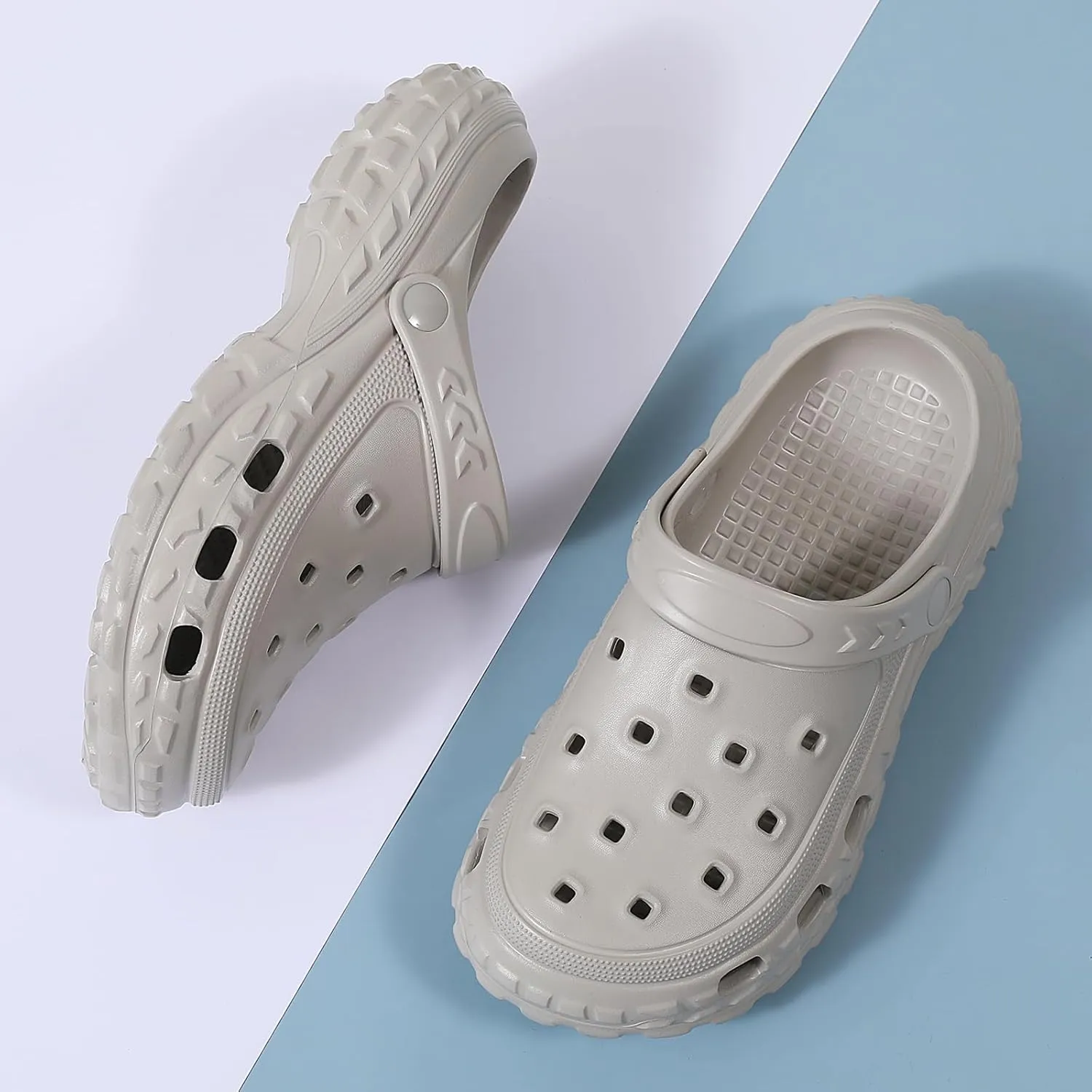 SECHRITE Men's and Women's Garden Shoes Slip-on Clogs Water Beach Pool Sandals with Adjustable Heel Strap Casual Indoor Outdoor Slippers