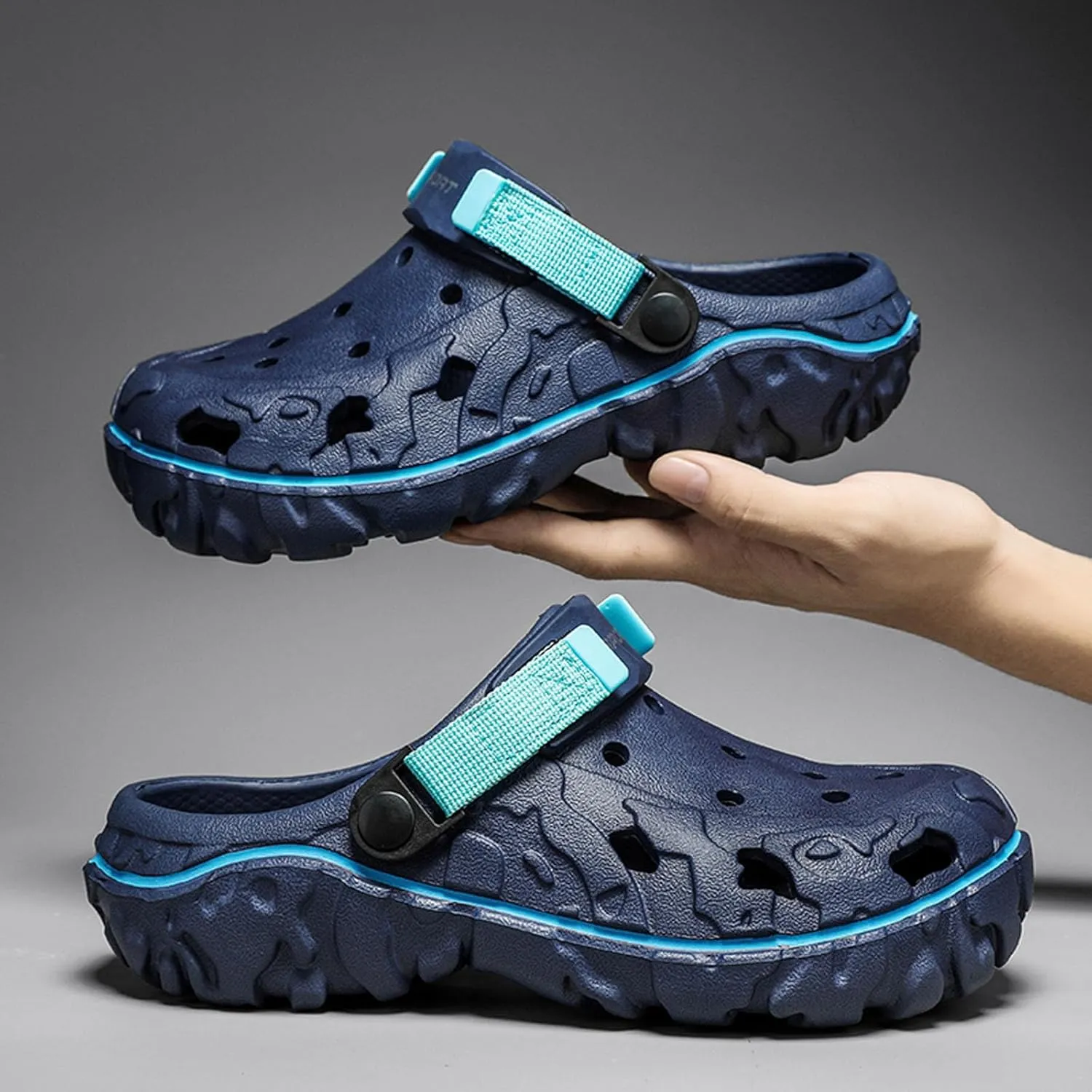 SECHRITE Men's Clogs Athletic Fashion Clogs and Mules with Adjustable Back Strap Slip-on Outdoor Water Beach Shoes Sandals Lightweight Comfortable Breathable - River Edge