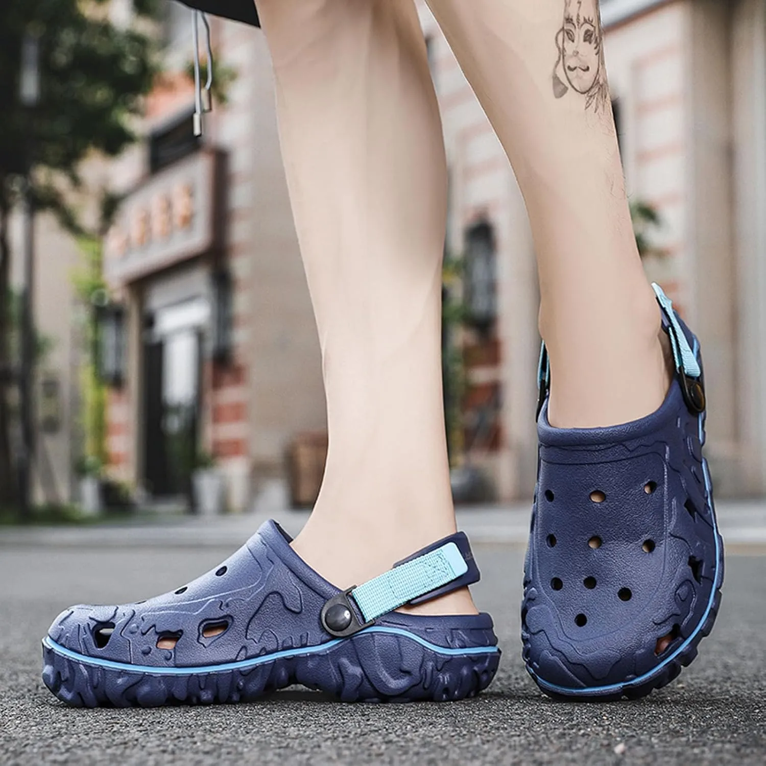 SECHRITE Men's Clogs Athletic Fashion Clogs and Mules with Adjustable Back Strap Slip-on Outdoor Water Beach Shoes Sandals Lightweight Comfortable Breathable - River Edge