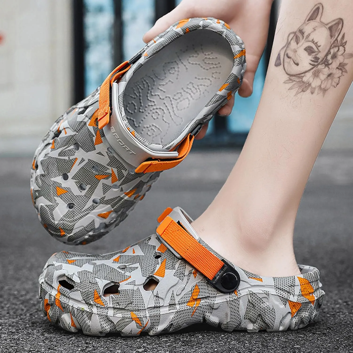 SECHRITE Men's Clogs Athletic Sports Outdoor Sandals Water Beach Shoes Slippers Sandals Lightweight Comfortable with Adjustable Back Strap - River Edge