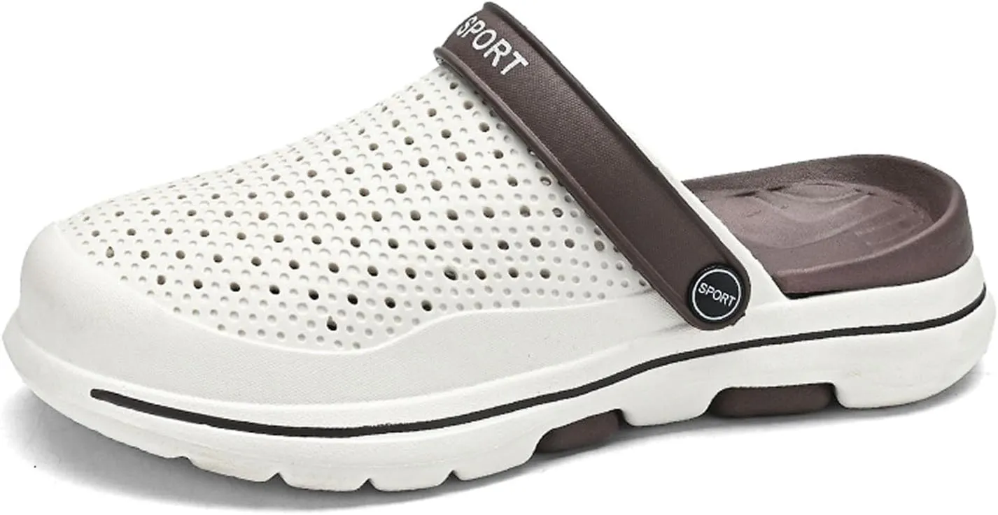 SECHRITE Men's Garden Clogs Beach Pool Shower Sandals Slip-on Mules Casual Slippers