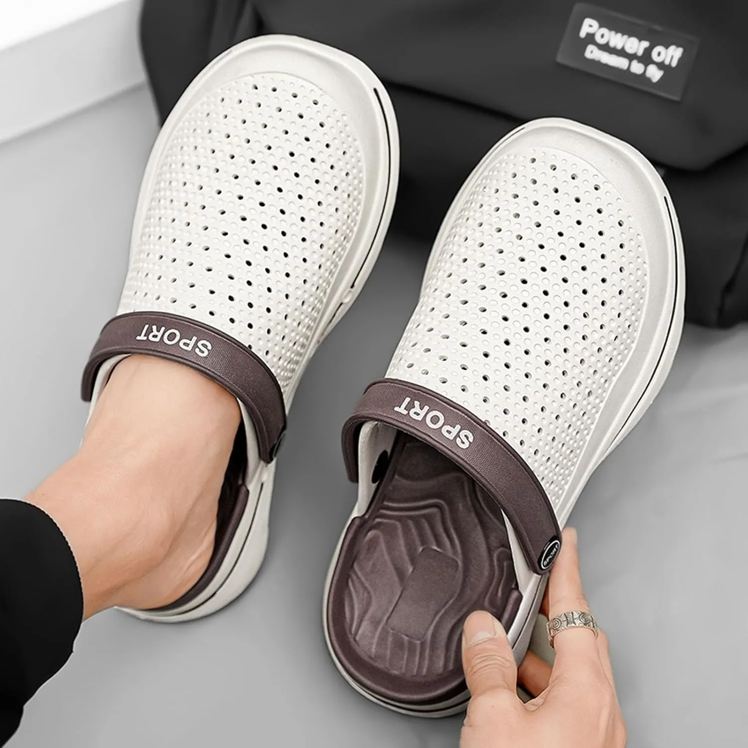 SECHRITE Men's Garden Clogs Beach Pool Shower Sandals Slip-on Mules Casual Slippers
