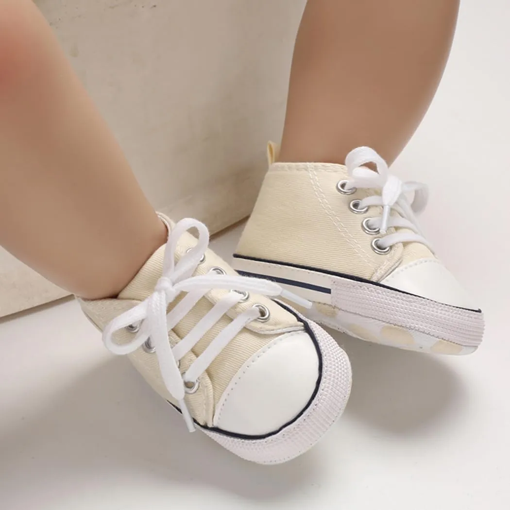 Sekantrol Unisex Baby Girls Boys Shoes Infant Soft Sole Canvas Newborn First Walkers High Top Anti-Slip Sneakers