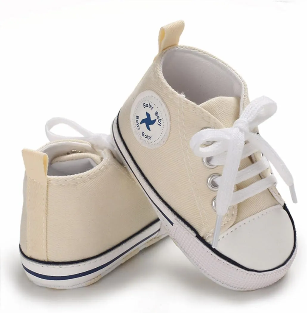 Sekantrol Unisex Baby Girls Boys Shoes Infant Soft Sole Canvas Newborn First Walkers High Top Anti-Slip Sneakers
