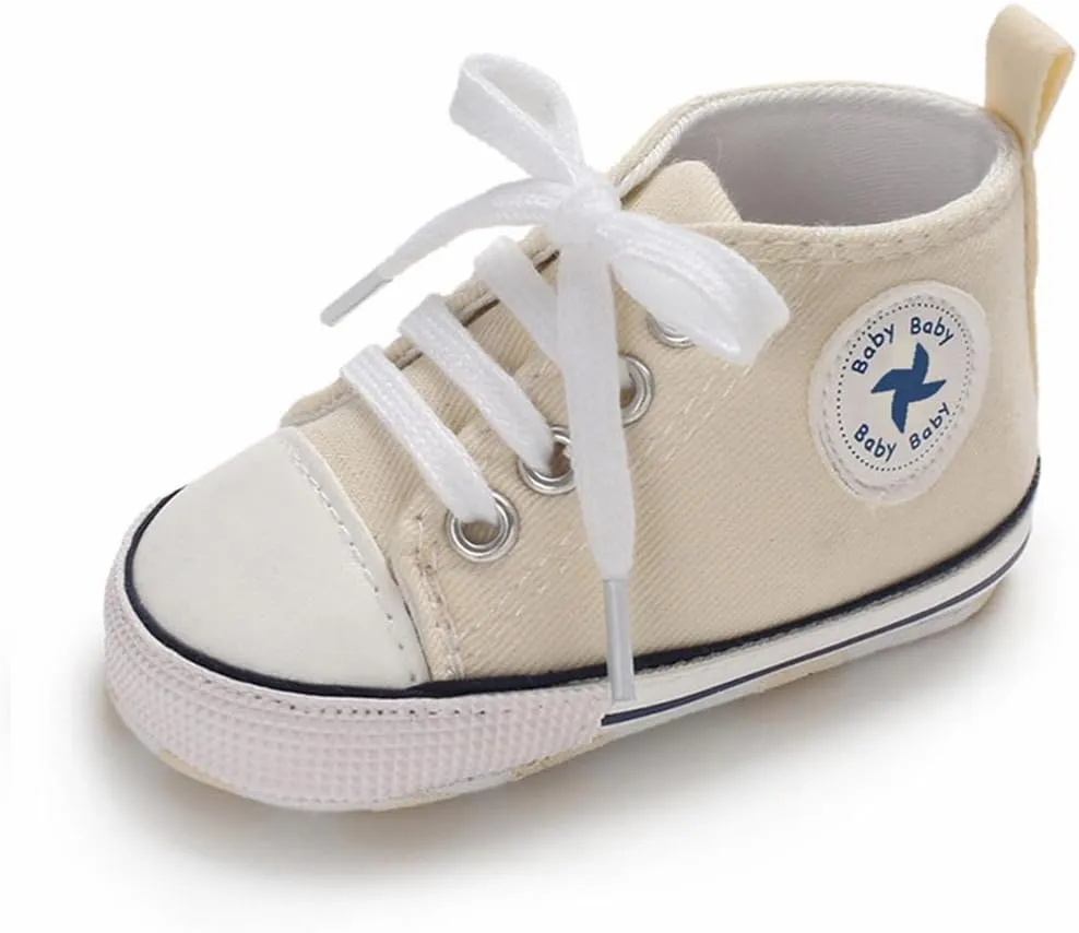 Sekantrol Unisex Baby Girls Boys Shoes Infant Soft Sole Canvas Newborn First Walkers High Top Anti-Slip Sneakers