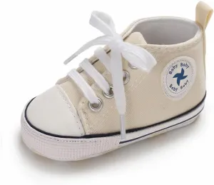 Sekantrol Unisex Baby Girls Boys Shoes Infant Soft Sole Canvas Newborn First Walkers High Top Anti-Slip Sneakers