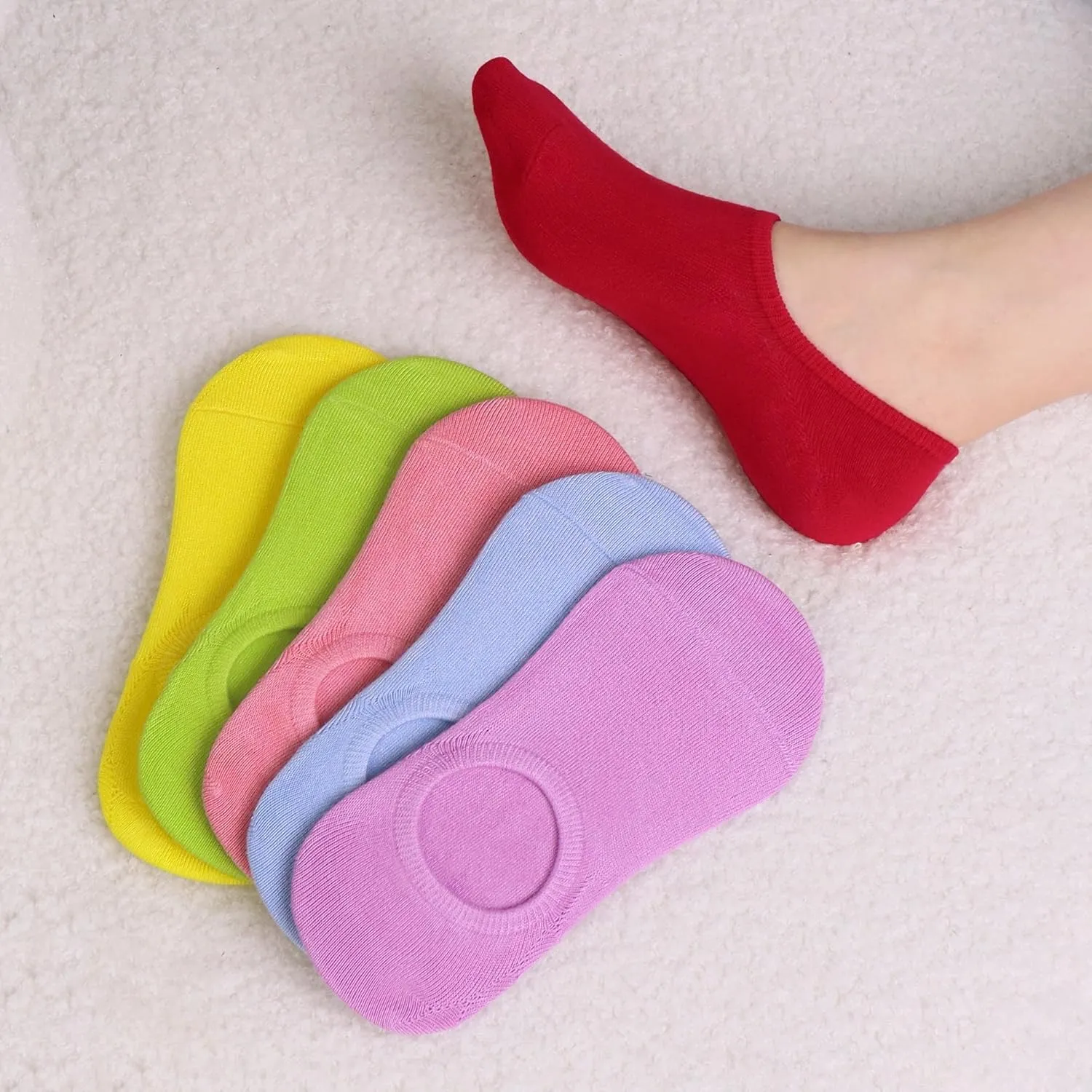 SERISIMPLE Low Cut Thin Womens Viscose Bamboo Socks No Show Invisible Non Slip with Grips Lightweight Liner Flats 6 Pairs