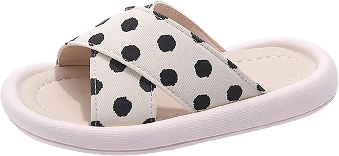 sfdgfhyf Toddler Girls Comfortable Foot Warmer Children Girls Sandals Polka Dot Rubber Soft Bottom Casual Open Toe Shoes