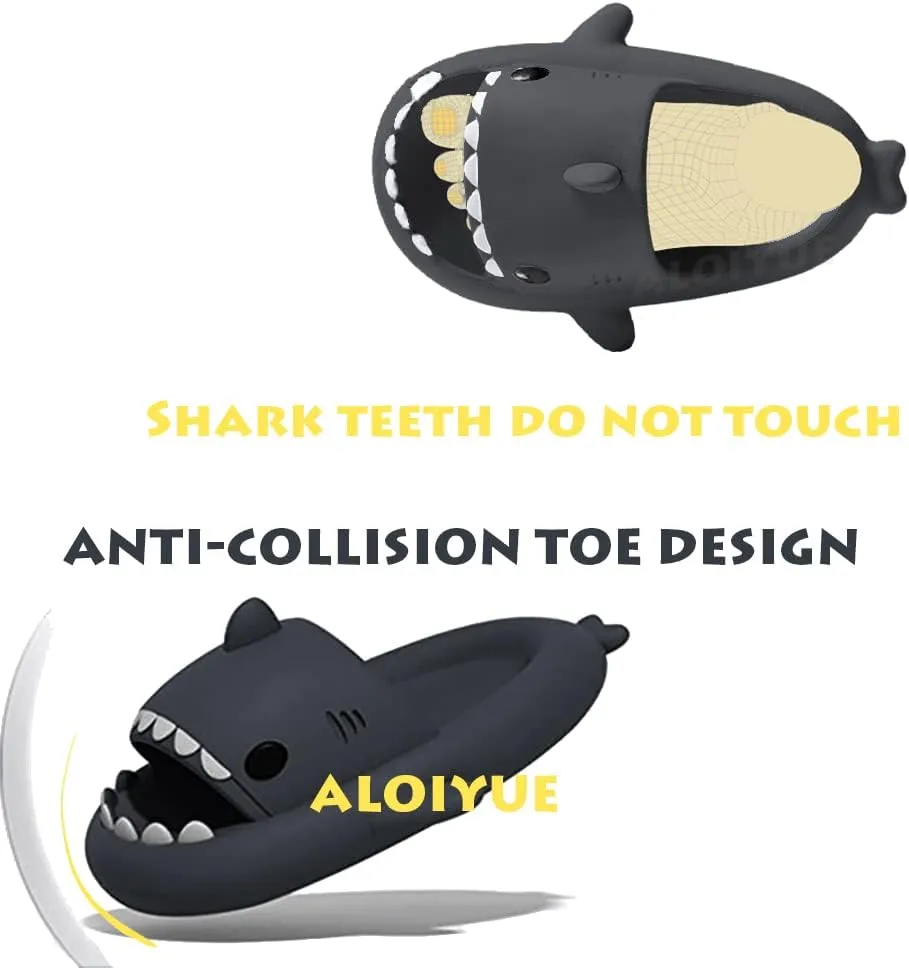 Shark Slides Thickness Upgrade Summer Cute Cartoon Shark Slippers for Women Men Non-Slip Open Toe Lightweight Sole Sandals Casual Unisex Beach Shoes