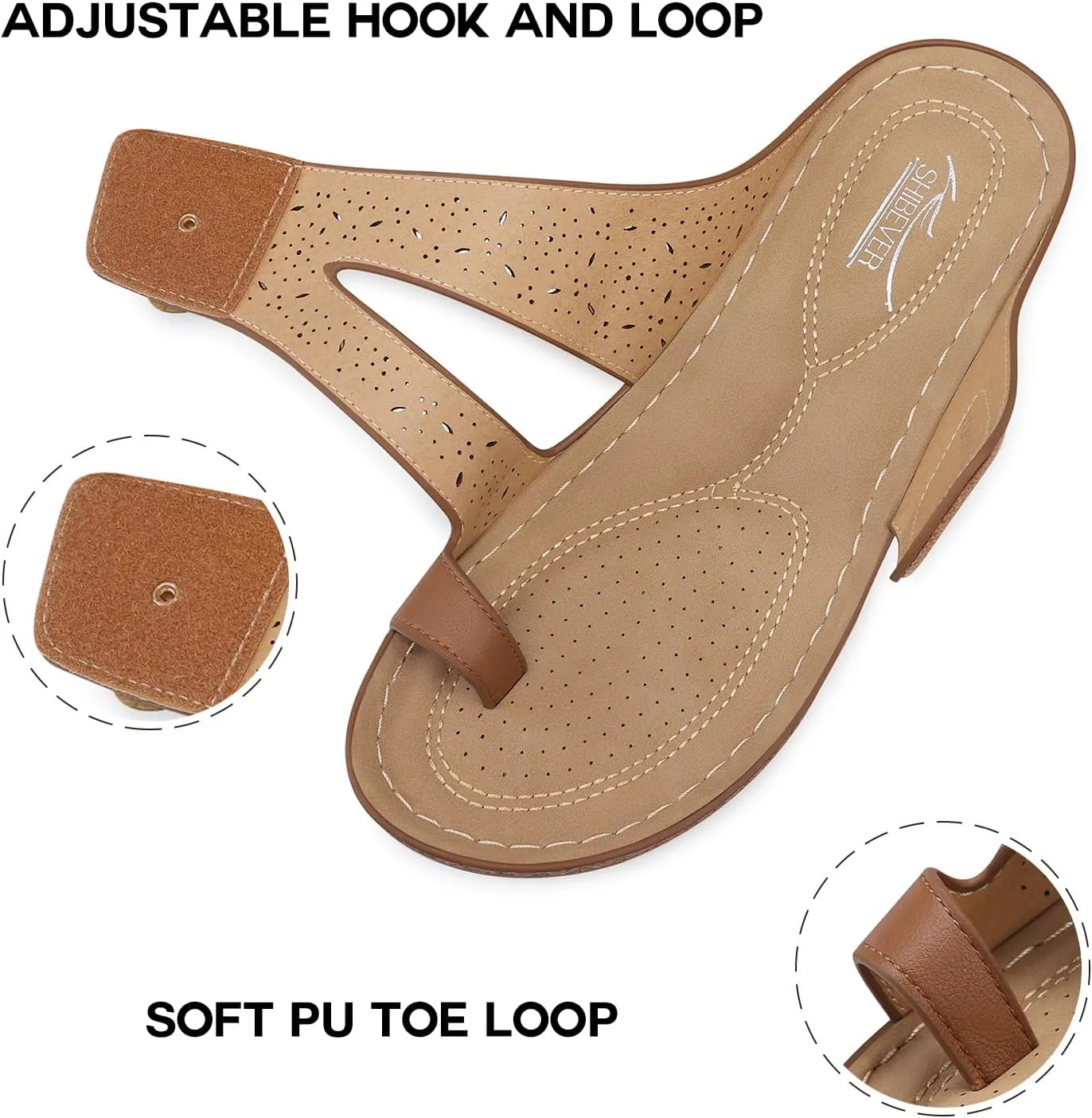 SHIBEVER Platform Flip Flops for Women: Comfortable Sandals for Women Dressy - Walking Summer Slip on Bunion Sandals