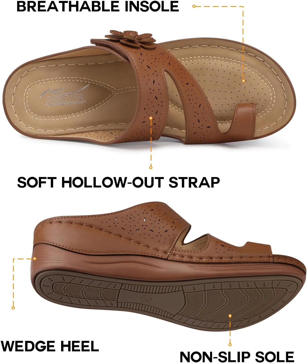 SHIBEVER Platform Flip Flops for Women: Comfortable Sandals for Women Dressy - Walking Summer Slip on Bunion Sandals