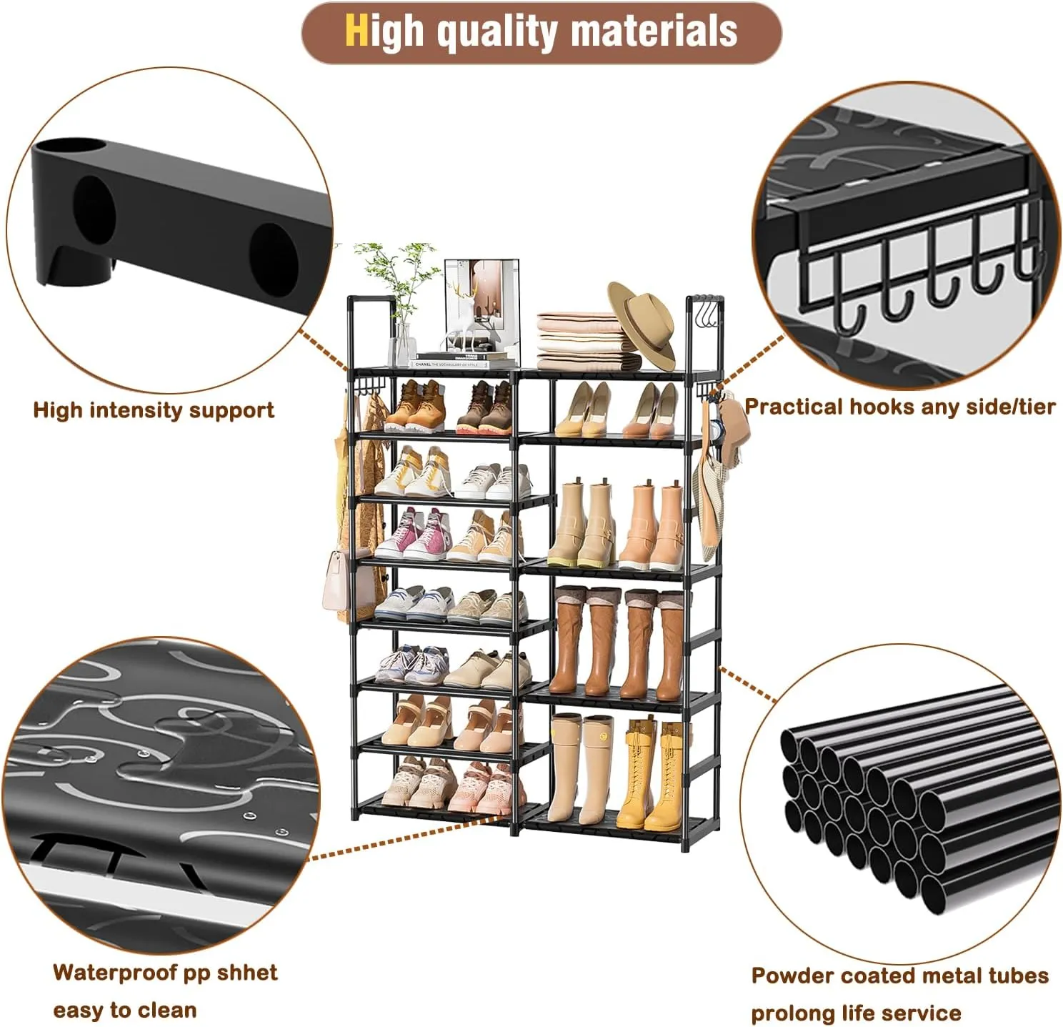 Shoe Rack Organizer 8 Tiers, Tall Shoe Racks Shelf Storage, 26-32 Pairs Vertical Large Rack,Stackable Shoes Racks for Entryway, Closet, Garage