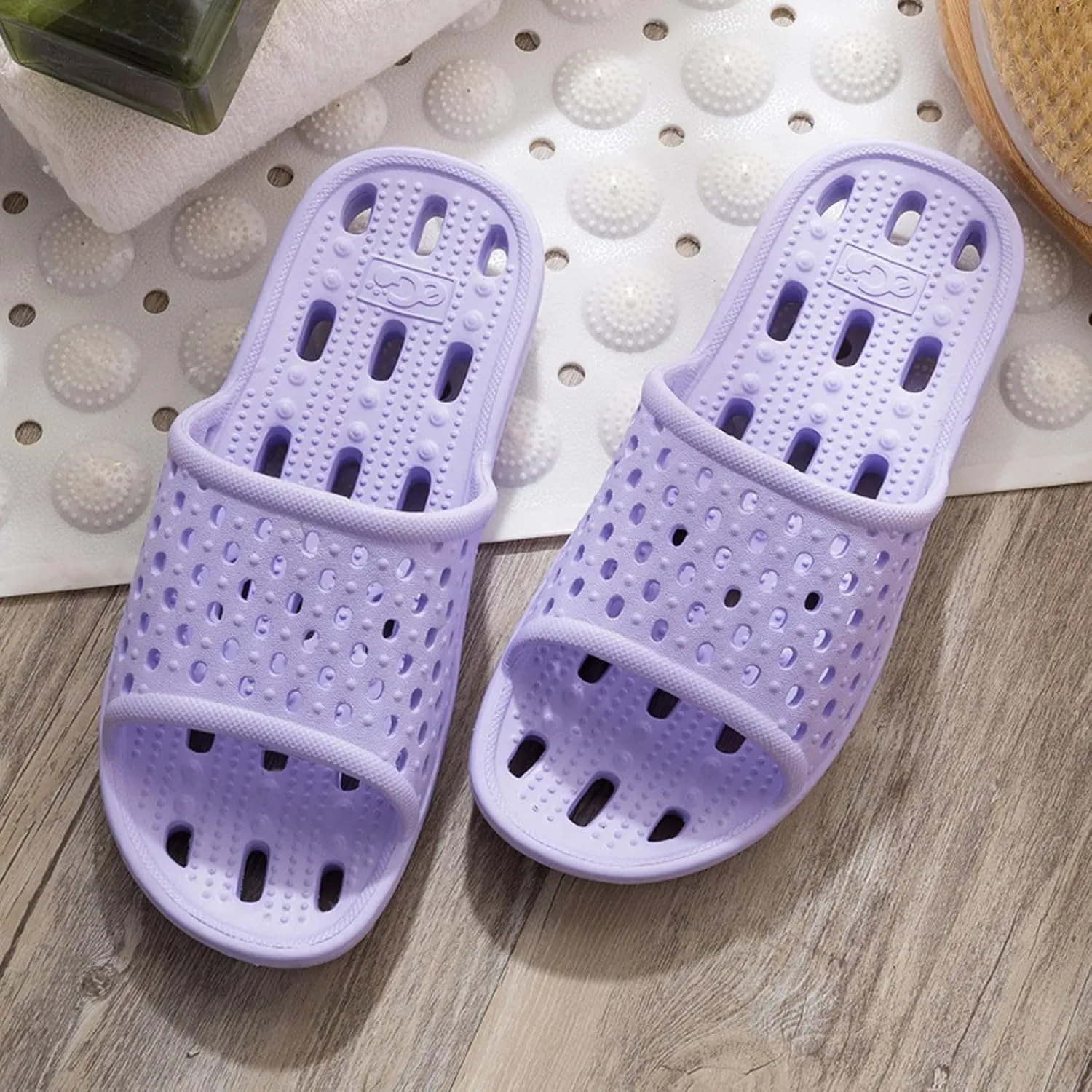 Shower Shoes for Women Men Massage Pool Slides with Comfortable Sole Quick Drying Beach Sandals Non Slip Summer Bathroom Indoor Houso Slippers with Drain Holes Durable Outdoor Walking Slipper