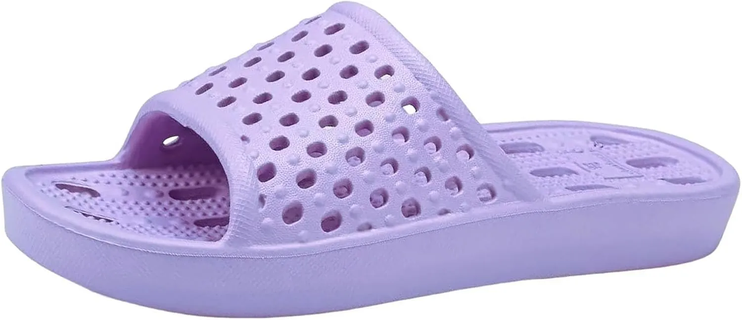 Shower Shoes for Women Men Massage Pool Slides with Comfortable Sole Quick Drying Beach Sandals Non Slip Summer Bathroom Indoor Houso Slippers with Drain Holes Durable Outdoor Walking Slipper
