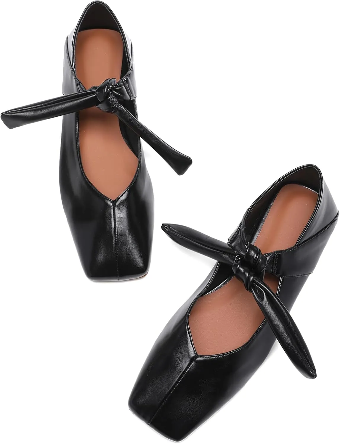 Silver Bow Ballet Flats Shoes for Women Bow Tie Slip On Mary Jane Flats Square Toe Casual Dress Ballerina Shoes