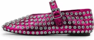 Silver Flats for Women Rhinestone Round Toe Ballet Flats Shoes Women Rubber Sole Casual Dress Up