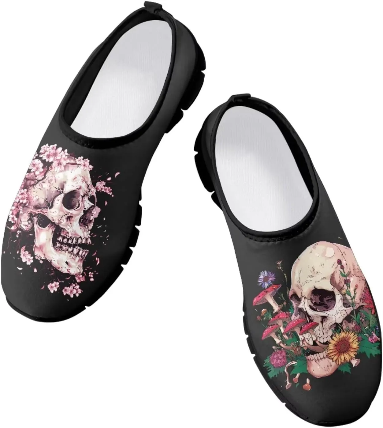 Skull Loafers Wide Width Shoes for Women Slip On Low Cut Sneakers Flat Casual Business Travel Breathable Mesh Tennis Shoe