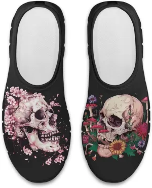 Skull Loafers Wide Width Shoes for Women Slip On Low Cut Sneakers Flat Casual Business Travel Breathable Mesh Tennis Shoe
