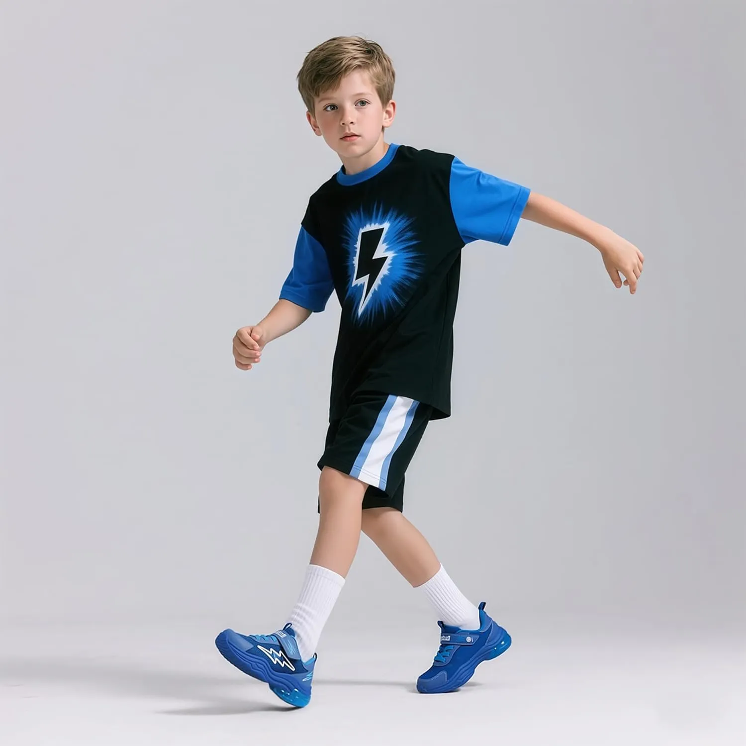 SKYWHEEL Kids Sneakers for Boys Light Up Shoes with Switch Tennis Running Athletic Shoes Toddler Size 10 to Big Kids Size 5