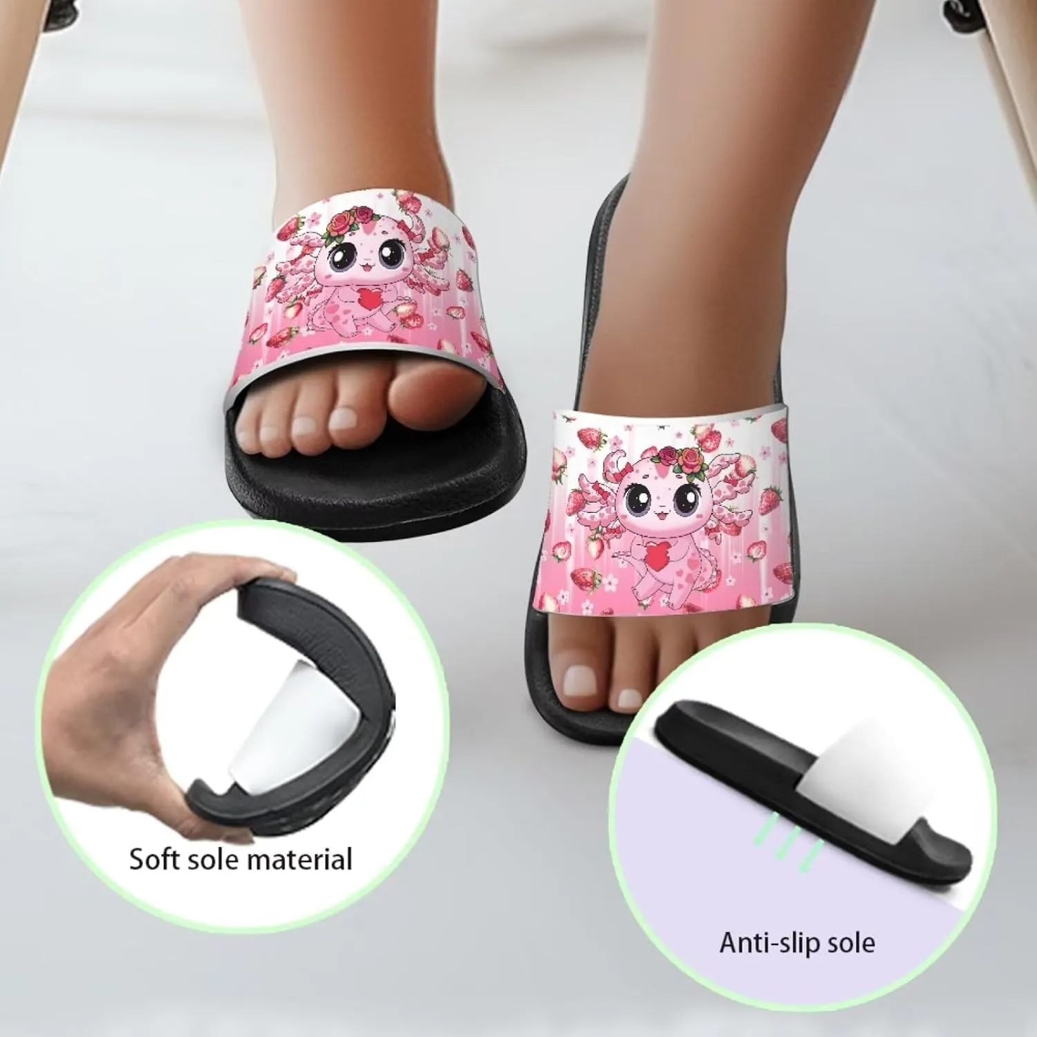 Slide Sandals for Girls Lightweight Summer Slippers Suitable Beach, Pool