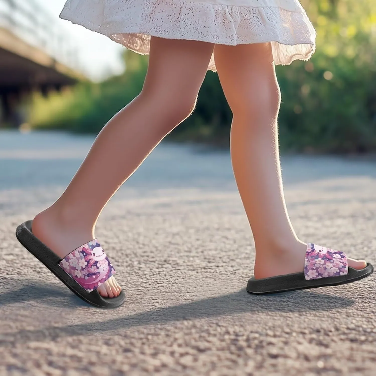 Slide Sandals for Girls Lightweight Summer Slippers Suitable Beach, Pool