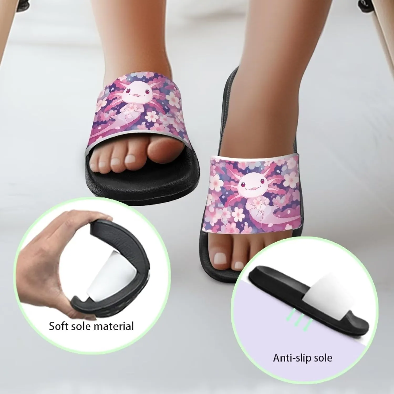 Slide Sandals for Girls Lightweight Summer Slippers Suitable Beach, Pool