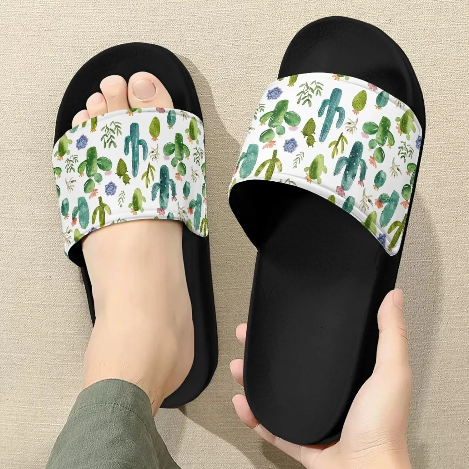Slide Sandals for Ladies Casual Pillow House Sandals Open Toe Comfortable Shower Shoes Non-Slip Sport Shoes Beach Dress Shoes Easy to Clean