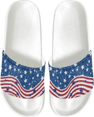 Slide Sandals for Womens Open Toe Non-Slip Shower Shoes Single Band White Sandals Comfy Ultra Cushion Footwear Wide Width Slippers for Spa Bath Pool Gym