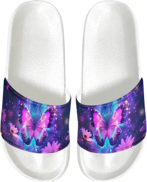 Slide Sandals for Womens Open Toe Non-Slip Shower Shoes Single Band White Sandals Comfy Ultra Cushion Footwear Wide Width Slippers for Spa Bath Pool Gym