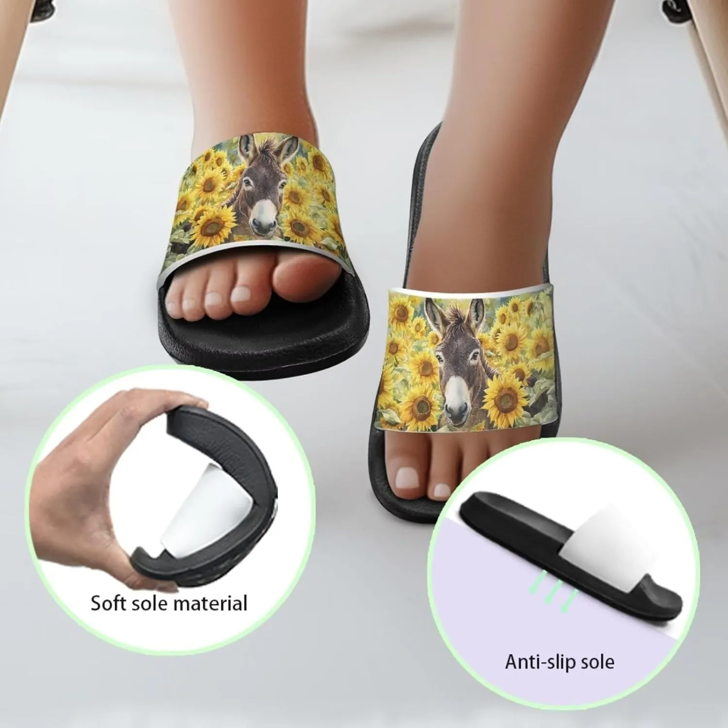 Slides for Kids Beach Water Shoes Non-Slip Quick-Dry Sandals for Girls Boys