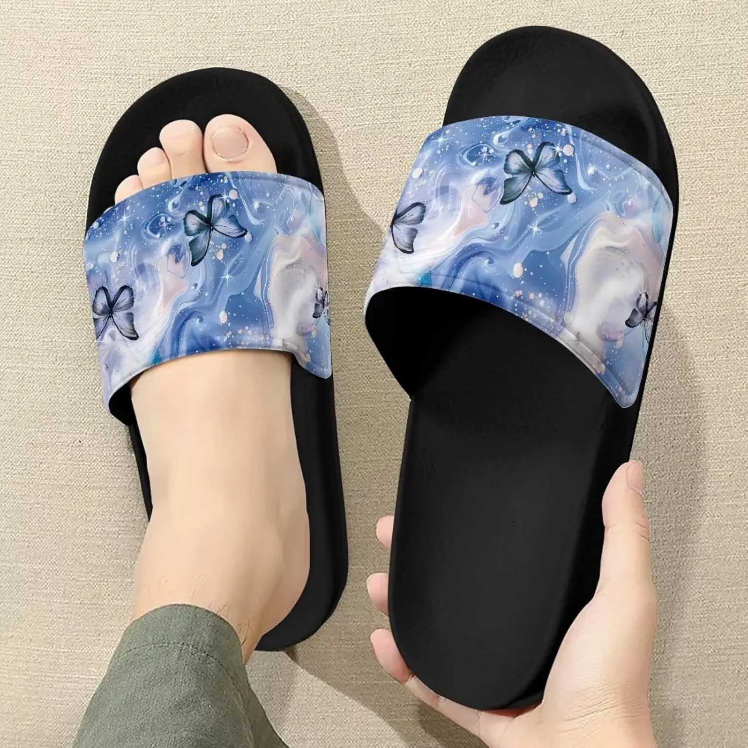 Slides for Women Men Pillow Slippers Non-Slip Bathroom Shower Sandals Soft EVA Sole Indoor and Outdoor Slides