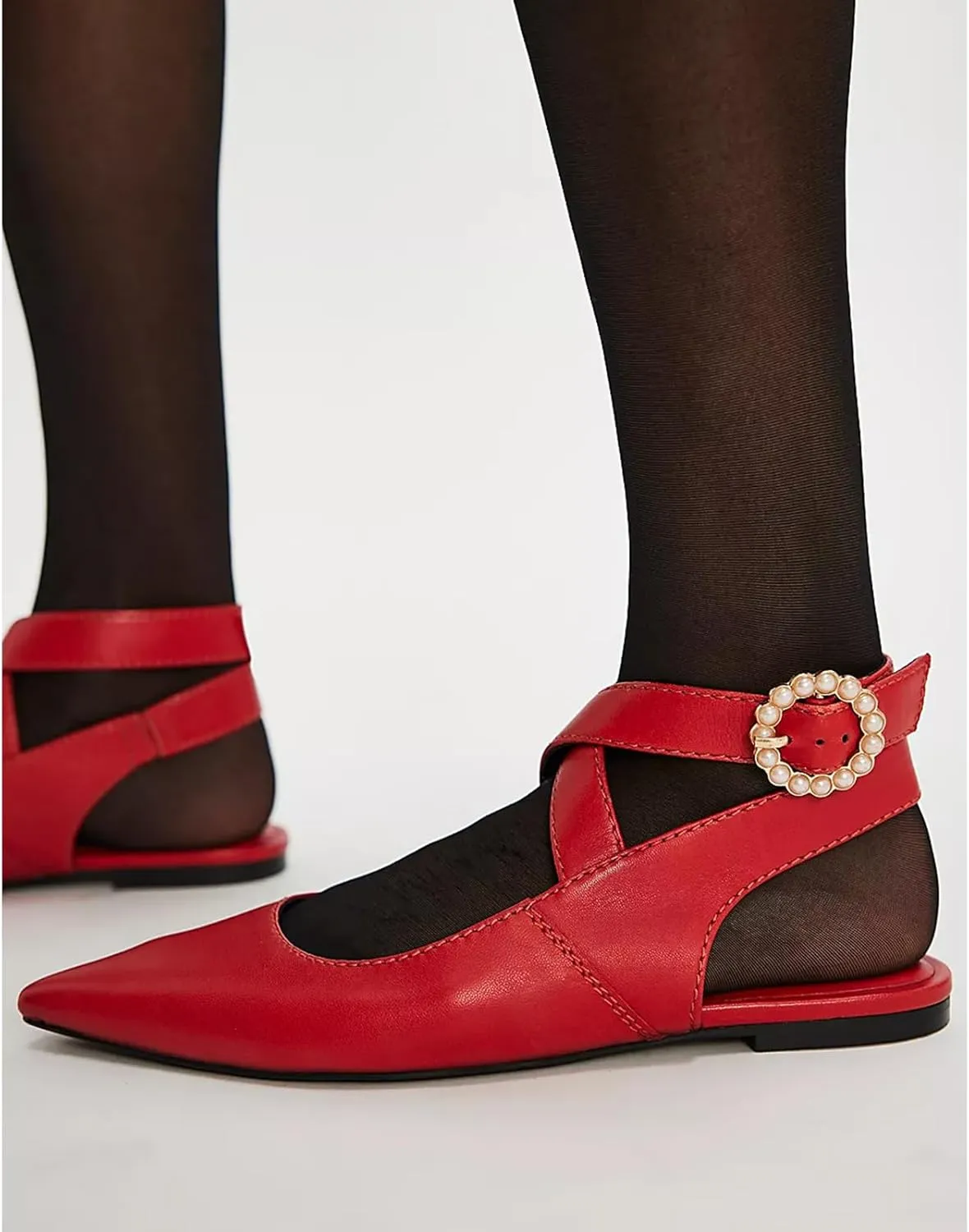 Slingback Flats for Women Closed Pointed Toe Flats Dressy Mary Jane Balllet Flats Casual Ankle Strap Low Heel Dress Shoes for Women