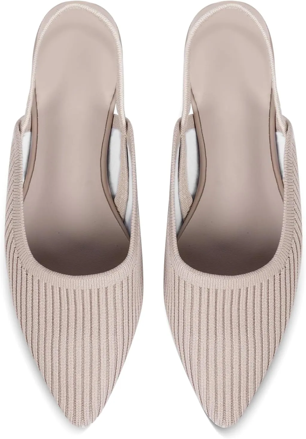 Slingback Flats for Women Pointed Toe Flats Breathable Knit Comfortable Dressy Casual for Work Office Slip on Ballet Flats