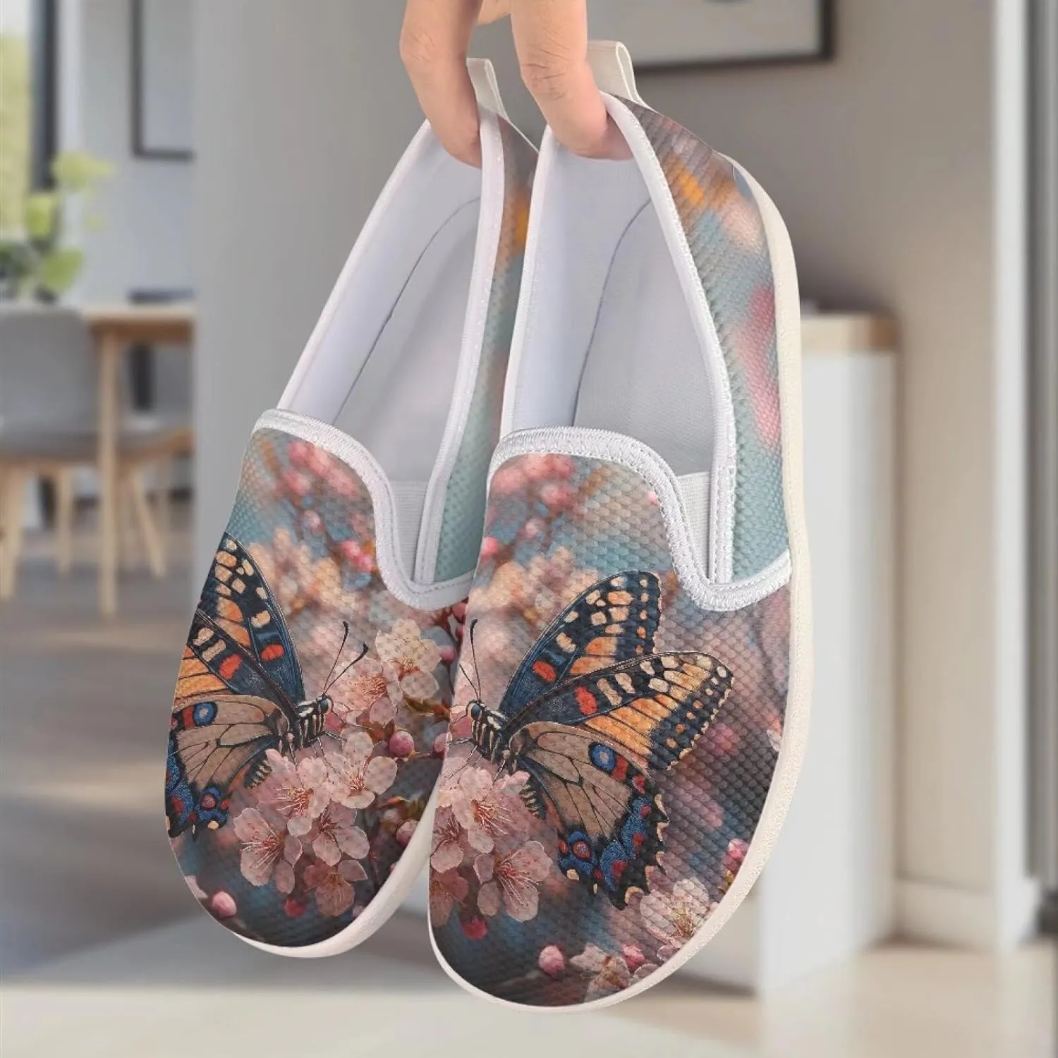 Slip On Casual Loafers for Women Breathable Mesh Flats Fashion Low-Cut Walking Shoes Round Toe Dress Shoes for Laides SizeUS 6-11
