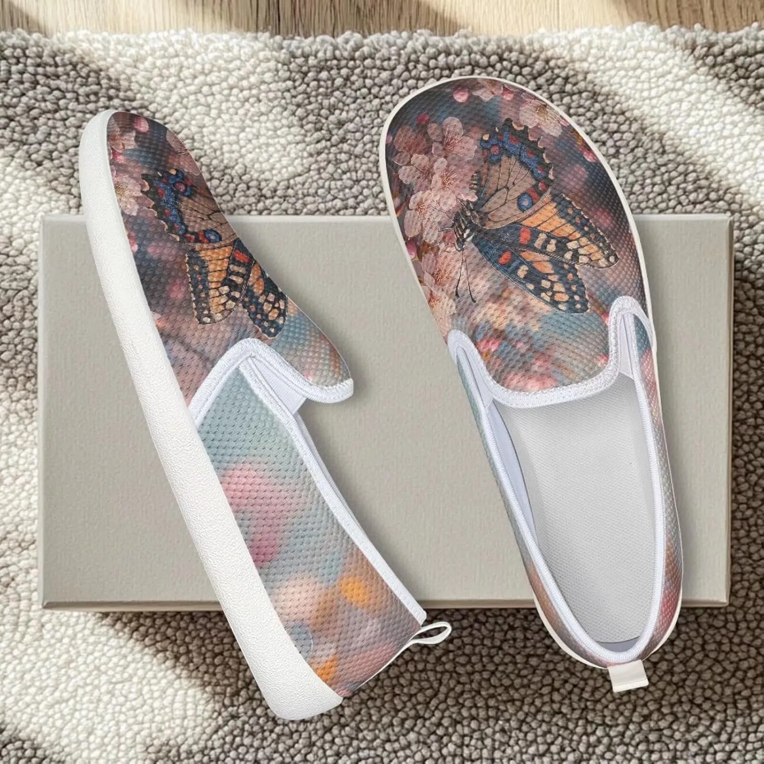 Slip On Casual Loafers for Women Breathable Mesh Flats Fashion Low-Cut Walking Shoes Round Toe Dress Shoes for Laides SizeUS 6-11