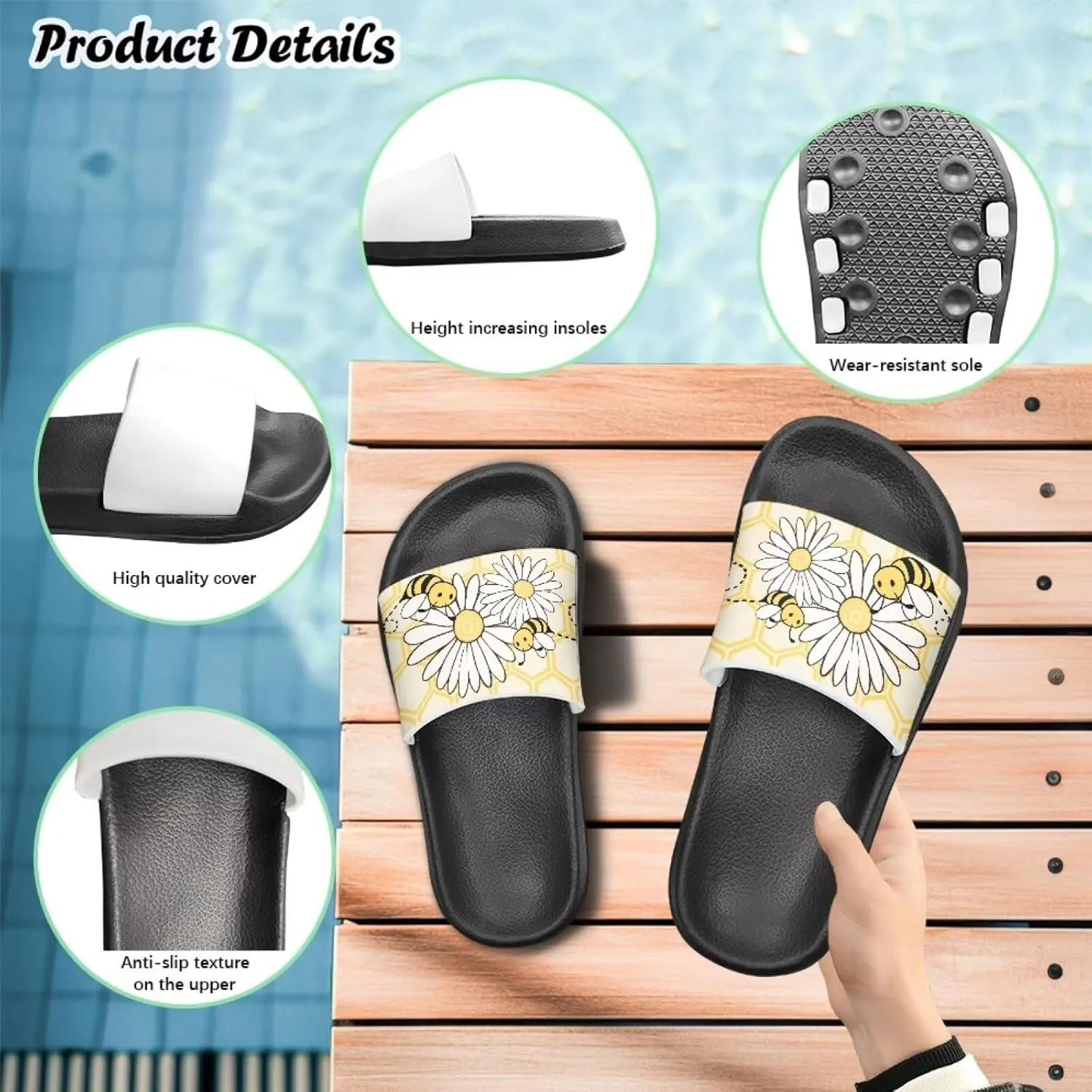 Slip On Sandals for Boys Girls Lightweight Animals Print Drying Shower Slides Suitable for Beach Days