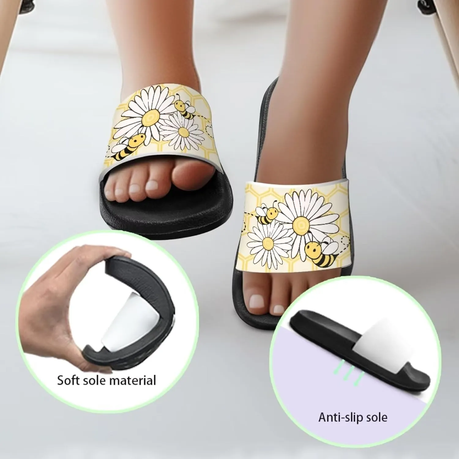 Slip On Sandals for Boys Girls Lightweight Animals Print Drying Shower Slides Suitable for Beach Days