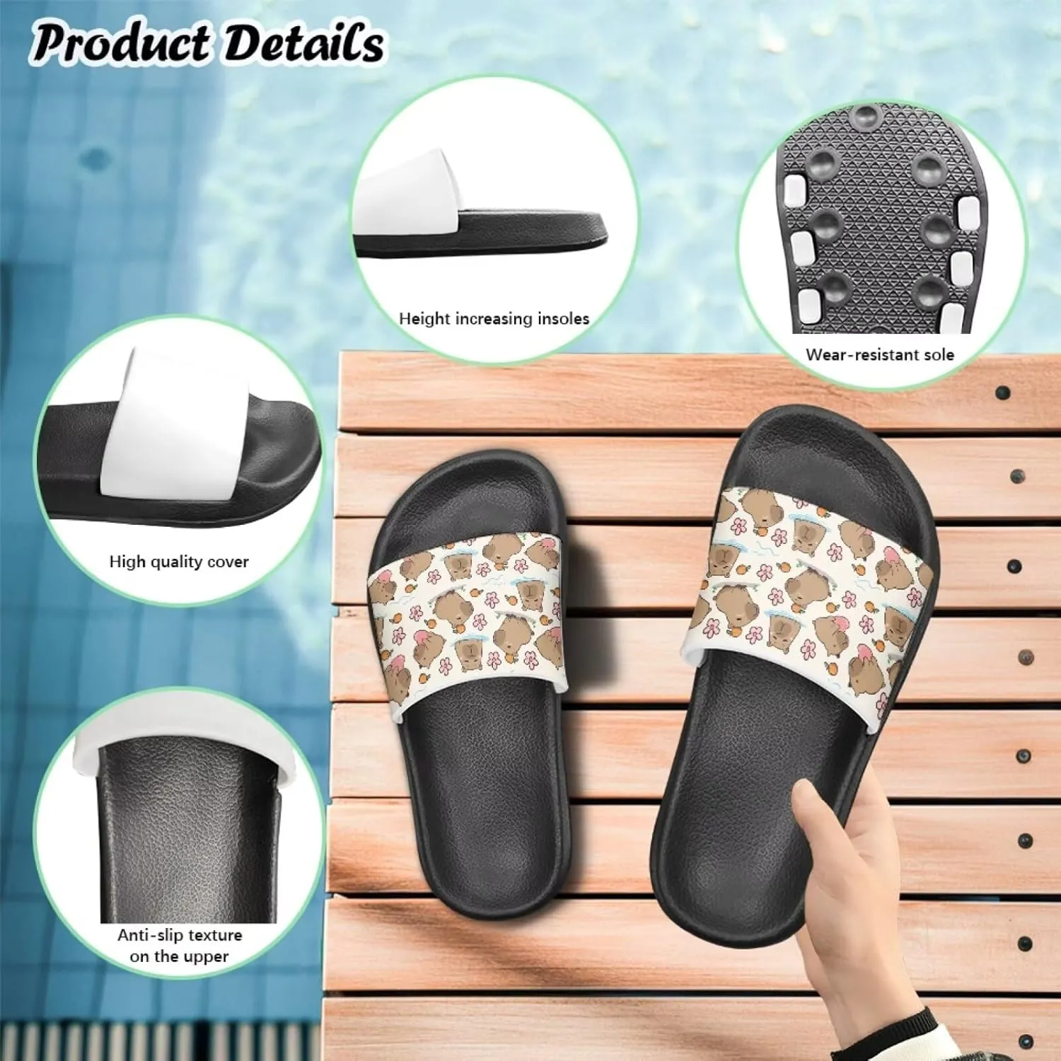 Slip On Slippers Lightweight Kids Sandals for Boys Girls Open Toe Design Comfort Drying Shower Slides