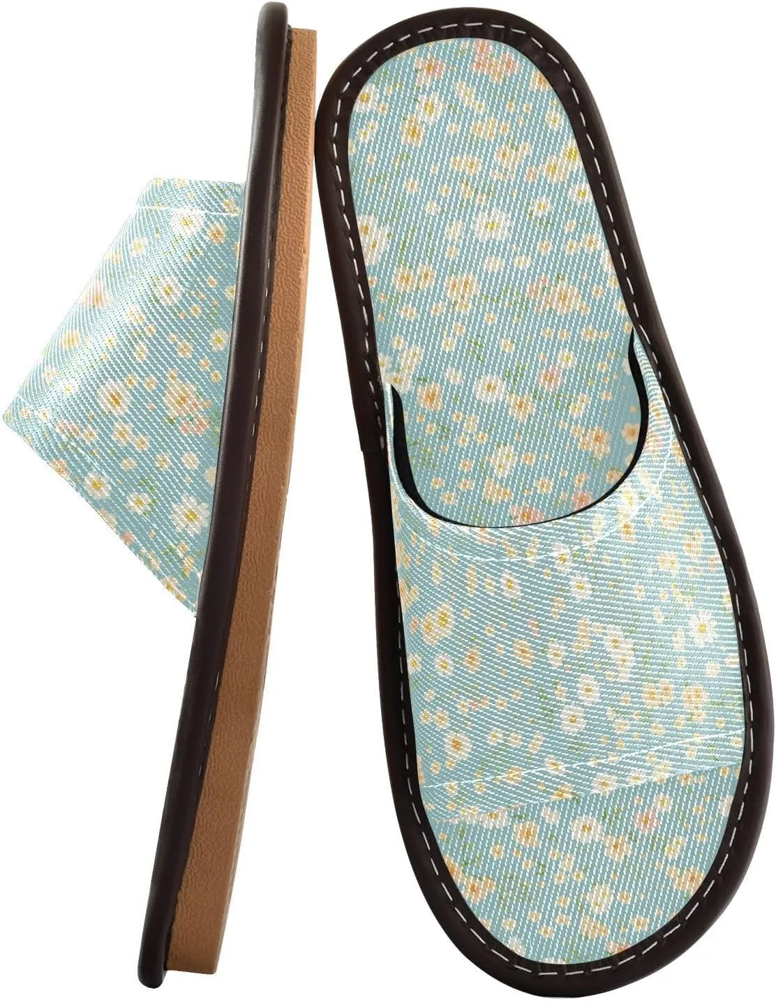 Small Wildflowers Light Blue Men Women's Shower Slippers Reusable Beach Sandals for Indoor Outdoor Travel