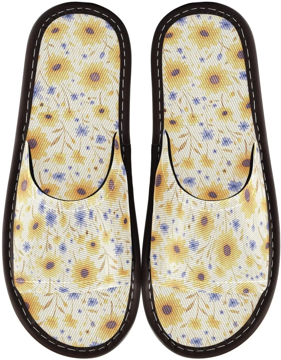 Small Yellow Sunflowers Women Men's Spa Shower Slippers Breathable Beach Sandals for Bedroom Travel Bedroom