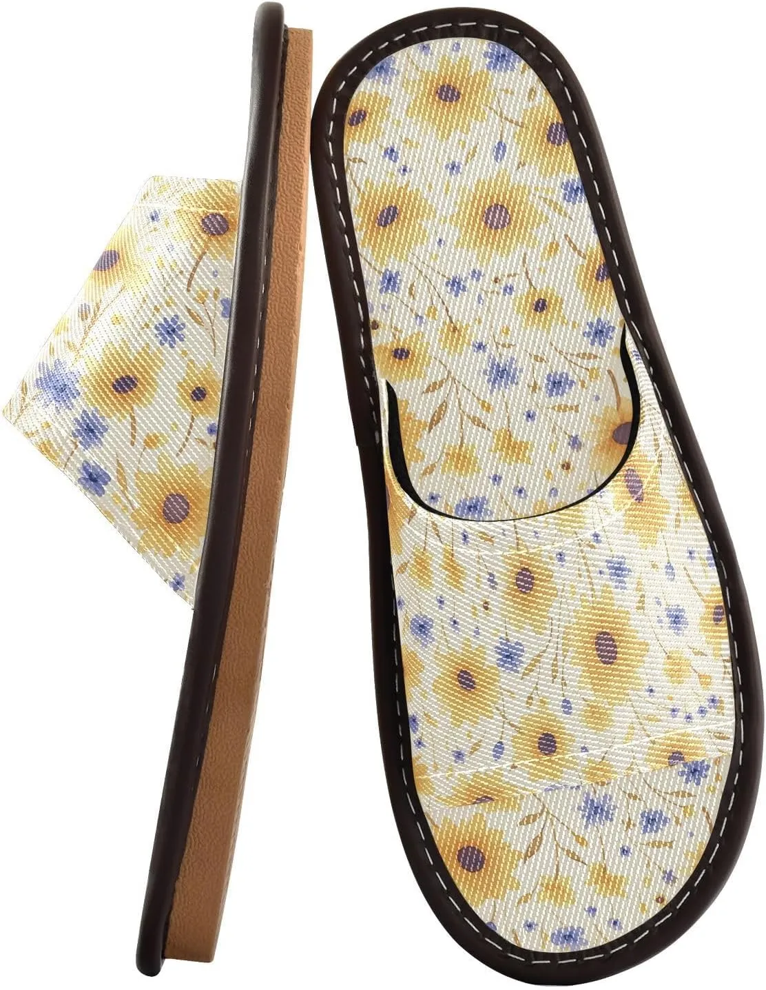 Small Yellow Sunflowers Women Men's Spa Shower Slippers Breathable Beach Sandals for Bedroom Travel Bedroom